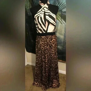Cross neck animal print maxi dress size M